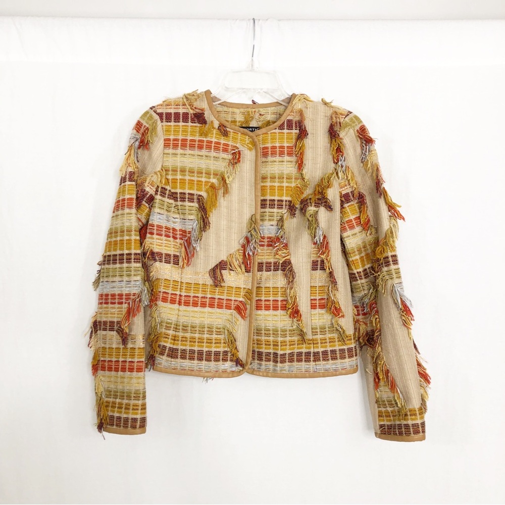 Worth New York Fringe Blazer Jacket, Size Small, Tan Orange